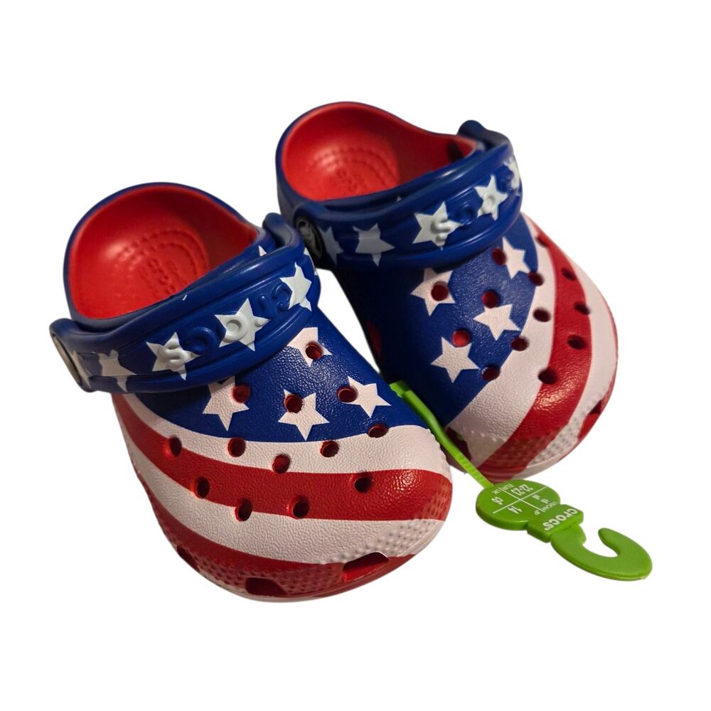 Crocs Classic Clogs American Flag Patriotic size C6 C-6 Toddler New with Tags